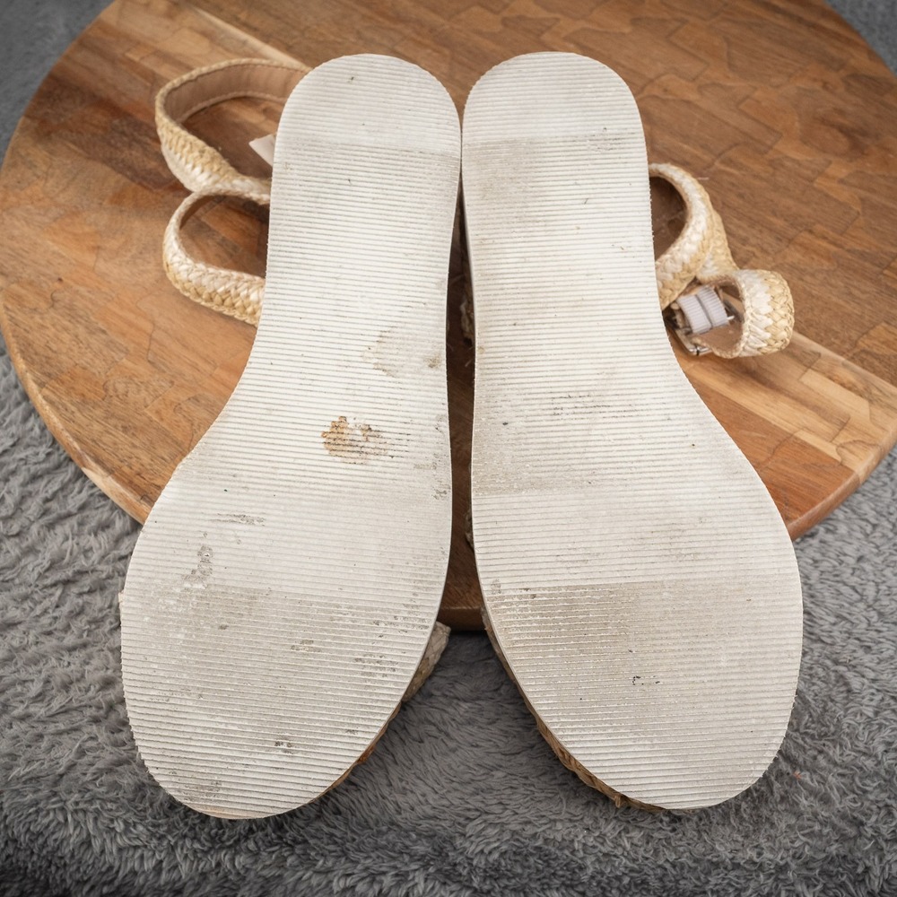 Dolce Vita Espadrille Platform Wedge Sandals Taupe Suede Raffia Womens 8.5 - Picture 7 of 7
